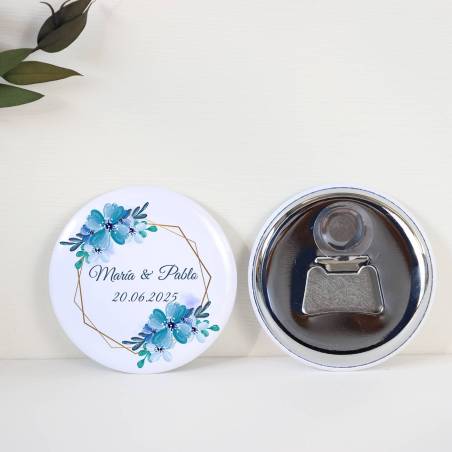 Abridor con imán personalizado "Azul" detalles boda - Abridor Imán Personalizado Boda