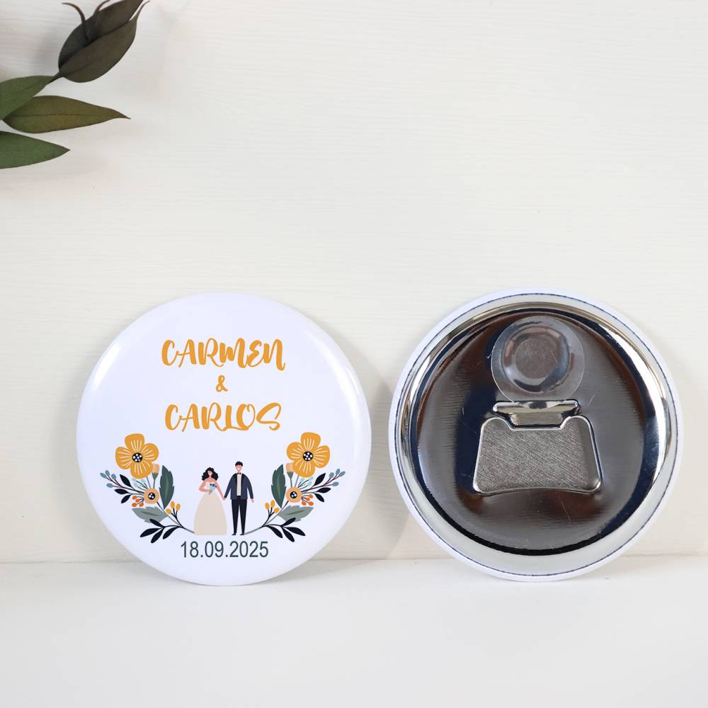 Abridor con imán personalizado "Girasol" detalles boda - Abridor Imán Personalizado Boda