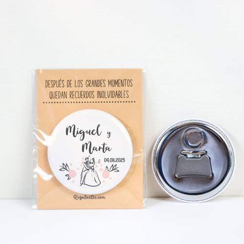 Abridor con imán personalizado "Juntos" detalles boda - Abridor Imán Personalizado Boda