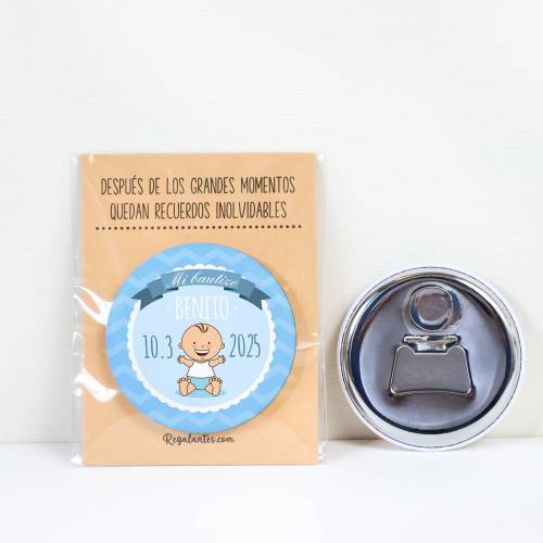 Abridor con imán personalizado "Olas" detalles bautizo - Abridor Imán Personalizado Bautizo