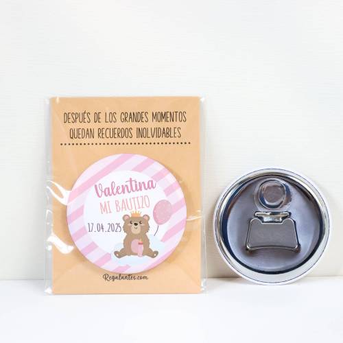 Abridor con imán personalizado "Valentina" detalles bautizo - Abridor Imán Personalizado Bautizo