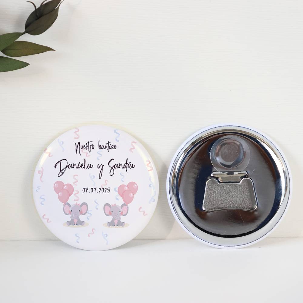 copy of Abridor con imán personalizado "Gemelas Elefantes" detalles bautizo - Abridor Imán Personalizado Bautizo