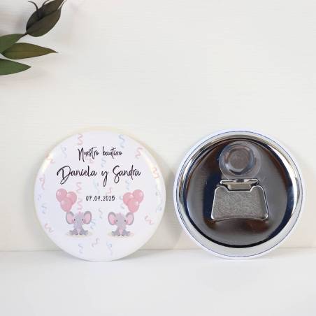 copy of Abridor con imán personalizado "Gemelas Elefantes" detalles bautizo - Abridor Imán Personalizado Bautizo