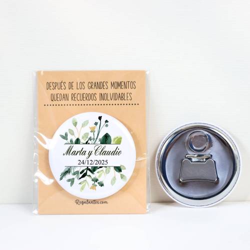 Abridor con imán personalizado "Nature" detalles boda - Abridor Imán Personalizado Boda