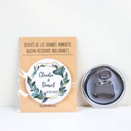 Abridor con imán personalizado "Selva" detalles boda - Abridor Imán Personalizado Boda