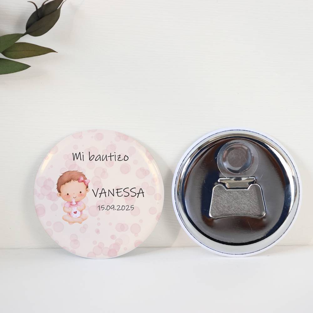 Abridor con imán personalizado "Bebé Niña" detalles bautizo - Abridor Imán Personalizado Bautizo