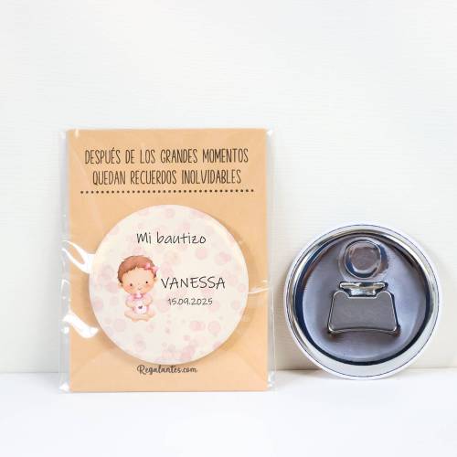 Abridor con imán personalizado "Bebé Niña" detalles bautizo - Abridor Imán Personalizado Bautizo