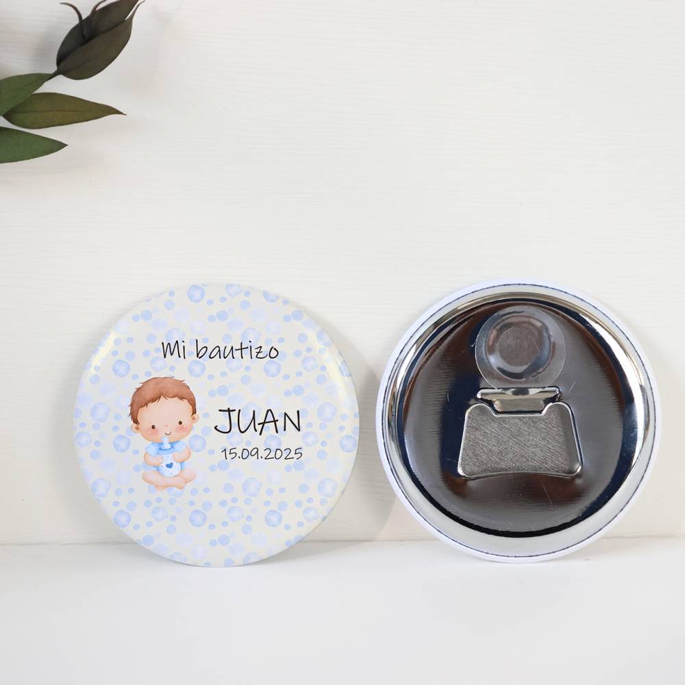 Abridor con imán personalizado "Bebé Niño" detalles bautizo - Abridor Imán Personalizado Bautizo