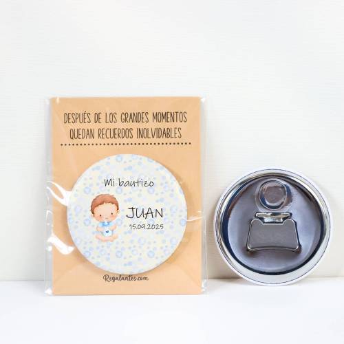 Abridor con imán personalizado "Bebé Niño" detalles bautizo - Abridor Imán Personalizado Bautizo