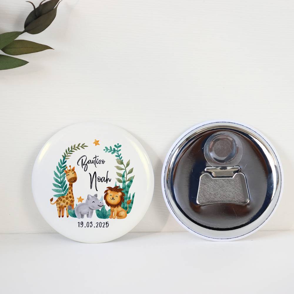 Abridor con imán personalizado "Selva" detalles bautizo - Abridor Imán Personalizado Bautizo