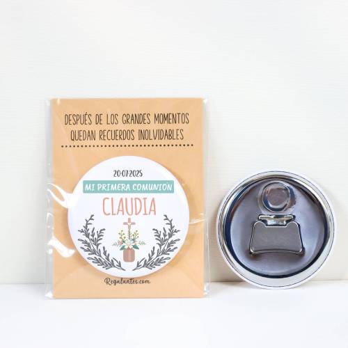 Abridor con imán personalizado "Claudia" detalles comunión - Abridor Imán Personalizado Comunión