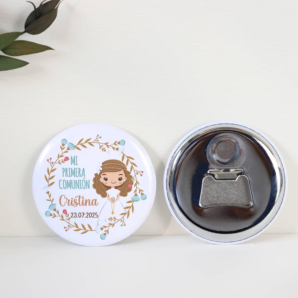 Abridor con imán personalizado "Cristina" detalles comunión - Abridor Imán Personalizado Comunión