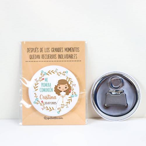 Abridor con imán personalizado "Cristina" detalles comunión - Abridor Imán Personalizado Comunión
