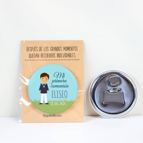 Abridor con imán personalizado "Marcos" detalles comunión - Abridor Imán Personalizado Comunión
