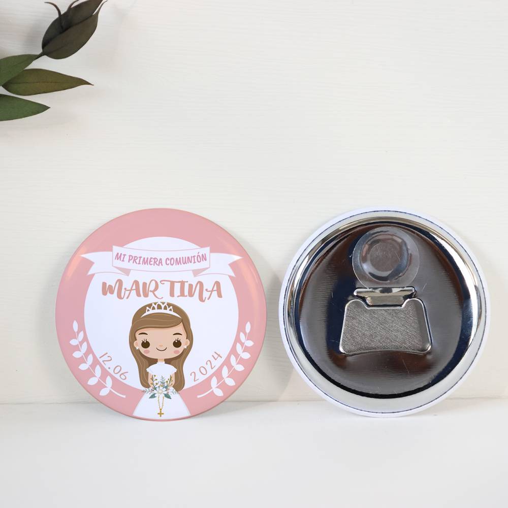 Abridor con imán personalizado "Martina Rosa" detalles comunión - Abridor Imán Personalizado Comunión