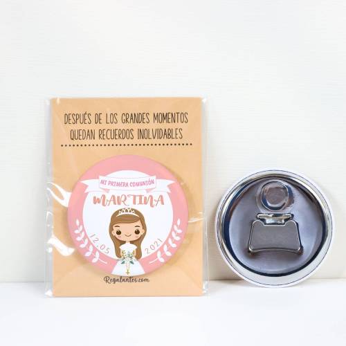 Abridor con imán personalizado "Martina Rosa" detalles comunión - Abridor Imán Personalizado Comunión
