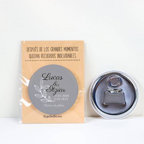 Abridor con imán personalizado "Bodas de plata" detalles boda - Abridor Imán Personalizado Boda