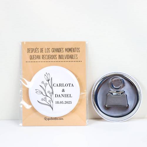 Abridor con imán personalizado "Mitad y mitad" detalles boda - Abridor Imán Personalizado Boda