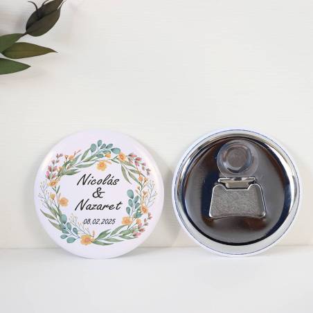 Abridor con imán personalizado "Colorines" detalles boda - Abridor Imán Personalizado Boda