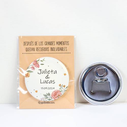 Abridor con imán personalizado "Paz" detalles boda - Abridor Imán Personalizado Boda