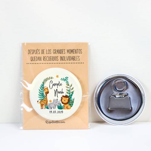 Abridor con imán personalizado "Selva cumple" detalles cumpleaños - Regalos personalizables cumpleaños