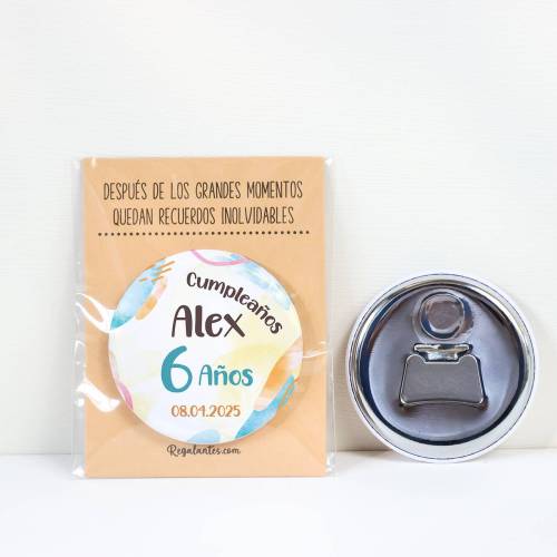 Abridor con imán personalizado "Colores" detalles cumpleaños - Regalos personalizables cumpleaños