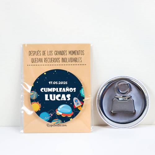 Abridor con imán personalizado "Espacio" detalles cumpleaños - Regalos personalizables cumpleaños