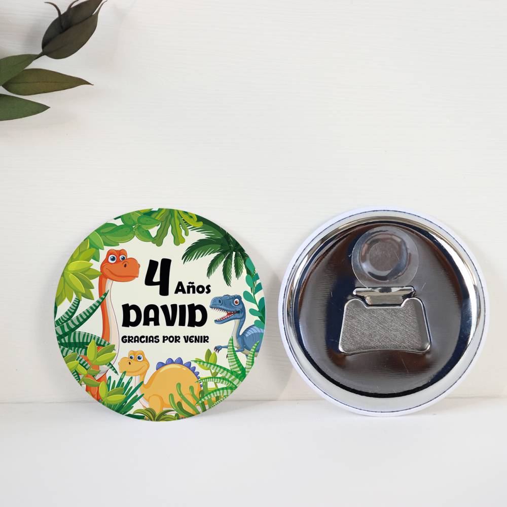 Abridor con imán personalizado "Dinosaurios" detalles cumpleaños - Regalos personalizables cumpleaños