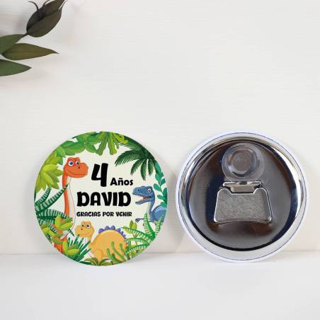 Abridor con imán personalizado "Dinosaurios" detalles cumpleaños - Regalos personalizables cumpleaños
