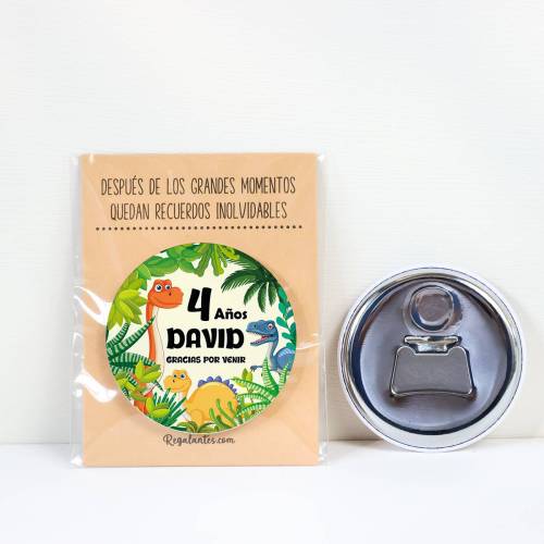 Abridor con imán personalizado "Dinosaurios" detalles cumpleaños - Regalos personalizables cumpleaños