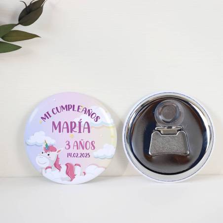 Abridor con imán personalizado "Unicornio" detalles cumpleaños - Regalos personalizables cumpleaños