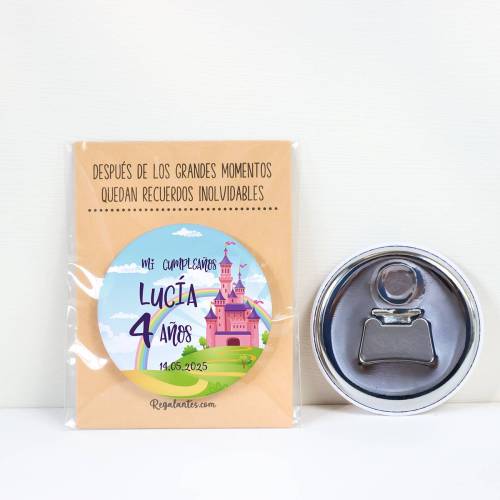 Abridor con imán personalizado "Princesas" detalles cumpleaños - Regalos personalizables cumpleaños