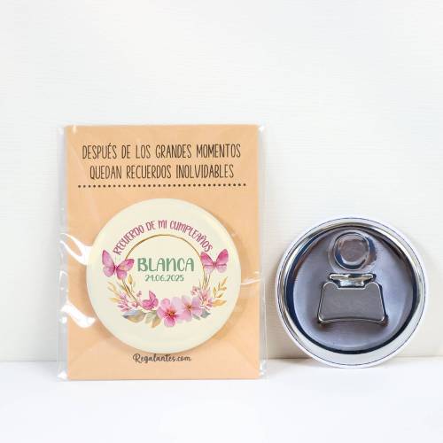 Abridor con imán personalizado "Mariposas" detalles cumpleaños - Regalos personalizables cumpleaños