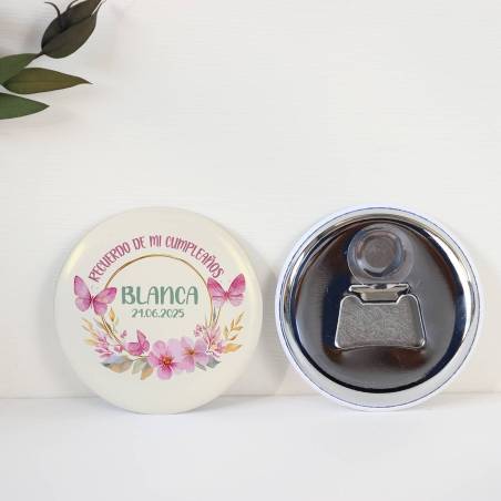Abridor con imán personalizado "Mariposas" detalles cumpleaños - Regalos personalizables cumpleaños