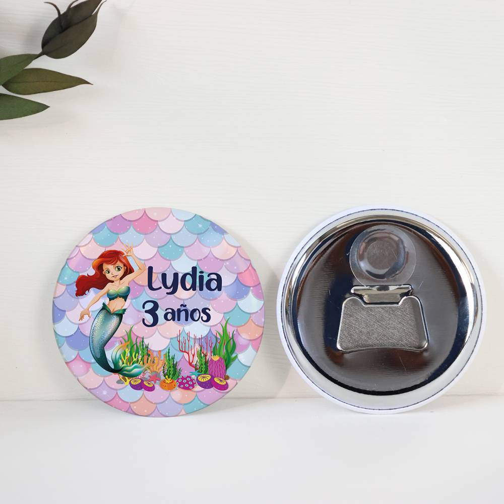 Abridor con imán personalizado "Sirena" detalles cumpleaños - Regalos personalizables cumpleaños