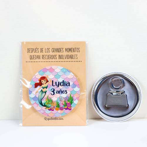 Abridor con imán personalizado "Sirena" detalles cumpleaños - Regalos personalizables cumpleaños