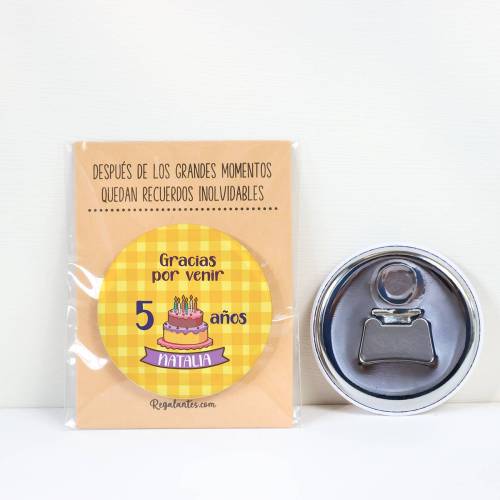 Abridor con imán personalizado "Tarta" detalles cumpleaños - Regalos personalizables cumpleaños
