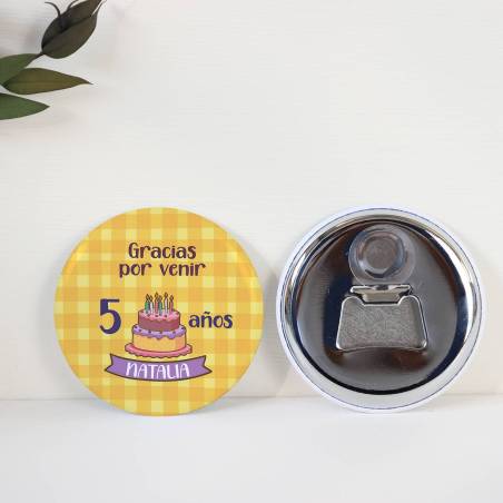 Abridor con imán personalizado "Tarta" detalles cumpleaños - Regalos personalizables cumpleaños