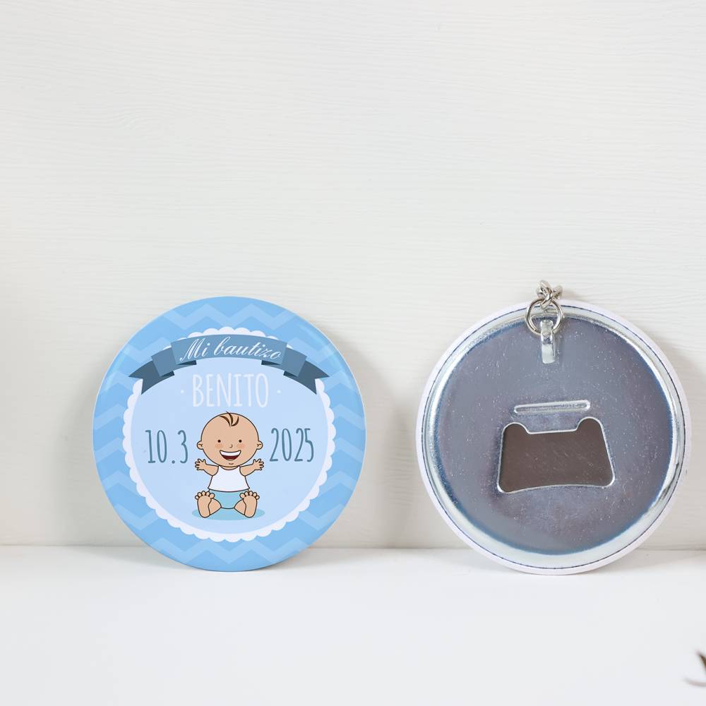 Llavero con abridor personalizado "Olas" Detalles de bautizo - Llaveros Abrebotellas Personalizados Bautizo