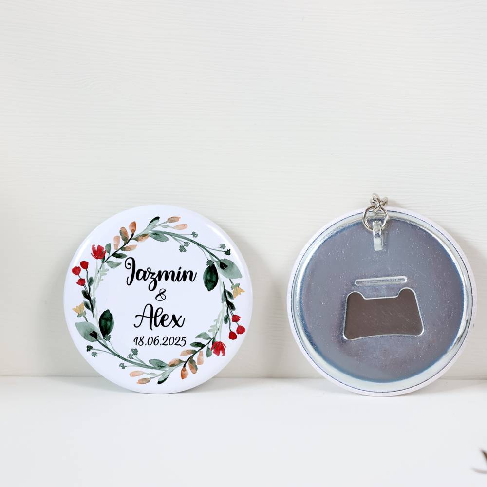 Llavero con abridor personalizado "Ágape" detalles boda - Llaveros Abrebotellas Personalizados Boda