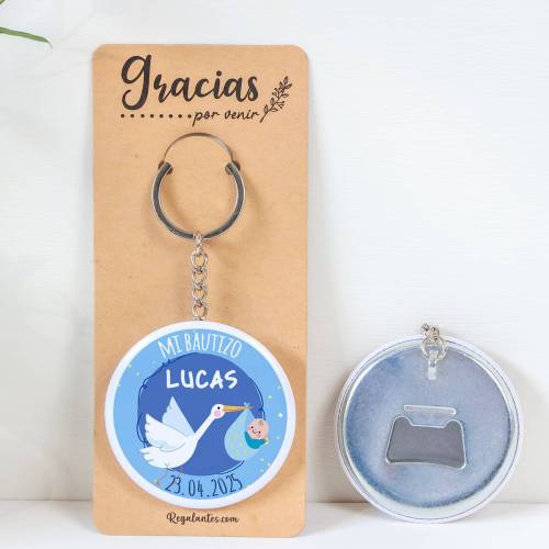 Llavero con abridor personalizado "Raúl" Detalles bautizo - Llaveros Abrebotellas Personalizados Bautizo
