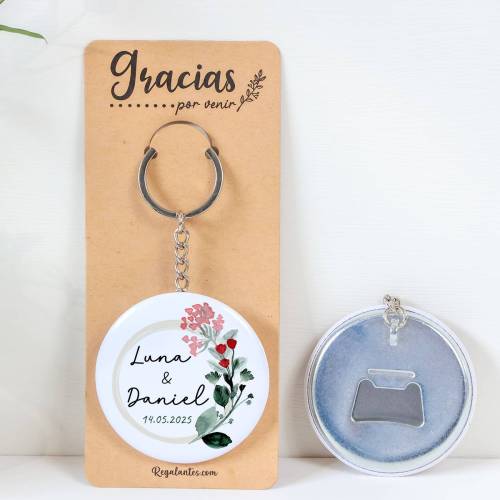 Llavero de chapa abridor personalizado Amor detalles boda - Llaveros Abrebotellas Personalizados Boda