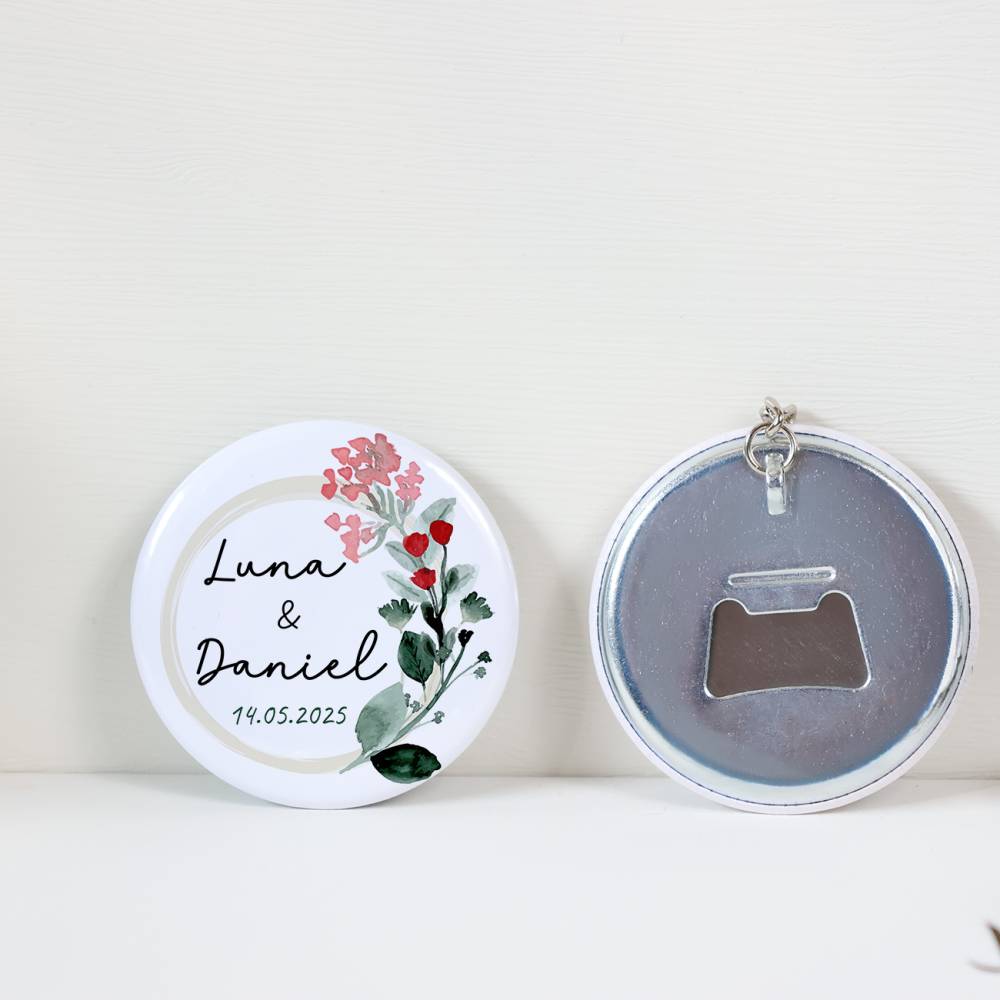 Llavero de chapa abridor personalizado Amor detalles boda - Llaveros Abrebotellas Personalizados Boda