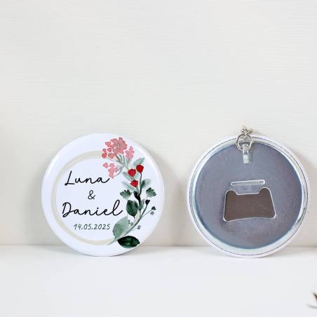 Llavero de chapa abridor personalizado Amor detalles boda - Llaveros Abrebotellas Personalizados Boda