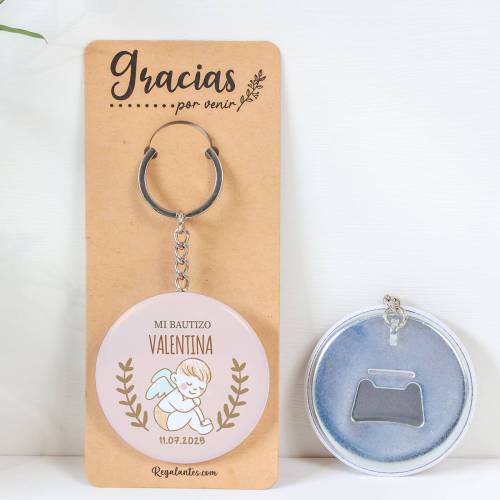 Llavero con abridor personalizado "Ángel" Detalles bautizo - Llaveros Abrebotellas Personalizados Bautizo