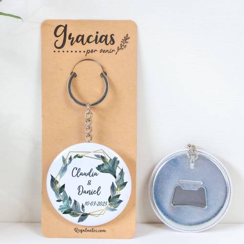 Llavero con abridor personalizado "Diana" Detalles de boda - Llaveros Abrebotellas Personalizados Boda
