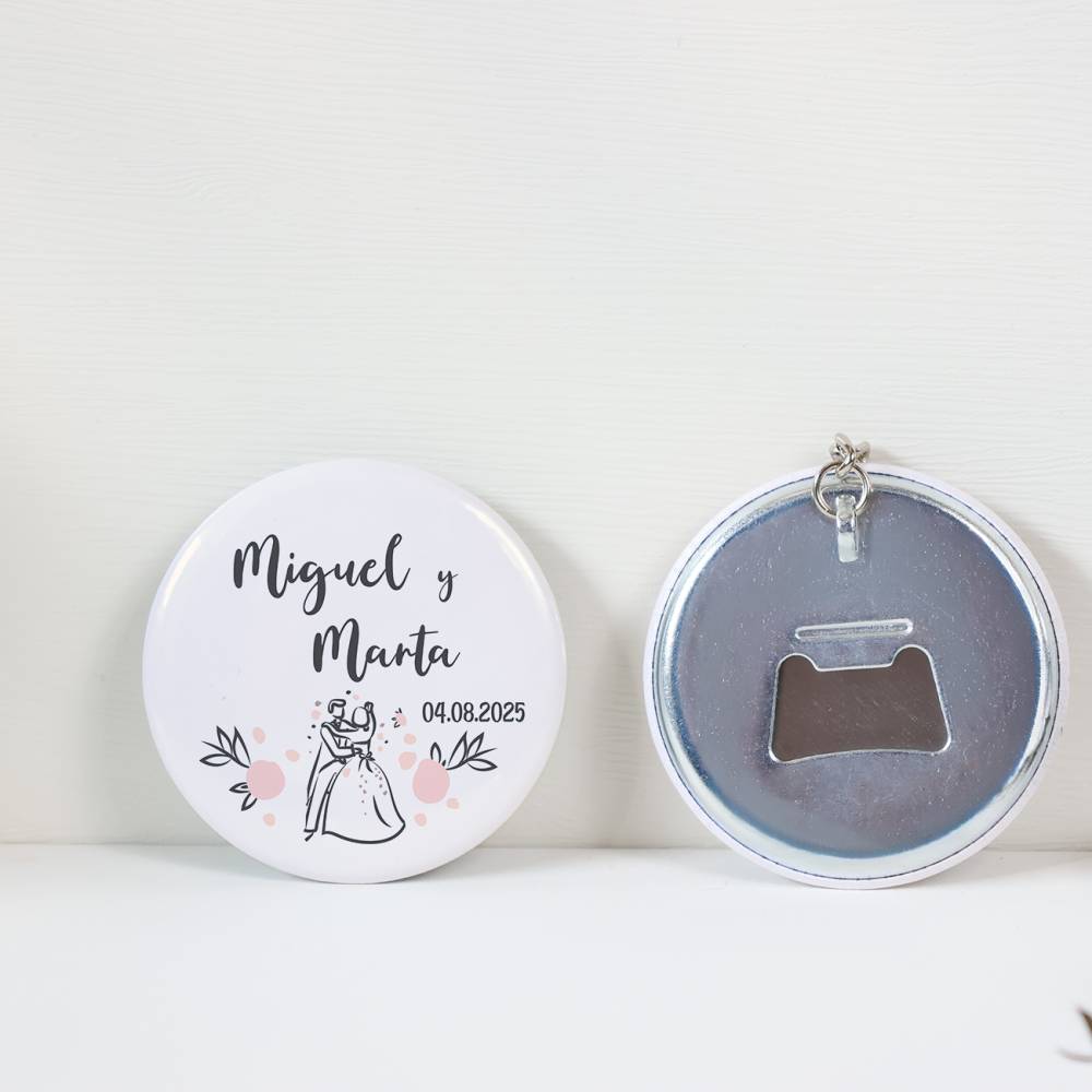 Llavero con abridor personalizado "Juntos" Detalles de boda - Llaveros Abrebotellas Personalizados Boda