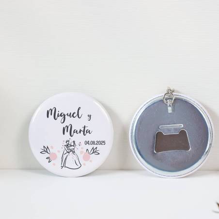 Llavero con abridor personalizado "Juntos" Detalles de boda - Llaveros Abrebotellas Personalizados Boda