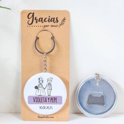 Llavero con abridor personalizado "Kilij" Detalles de Boda - Llaveros Abrebotellas Personalizados Boda