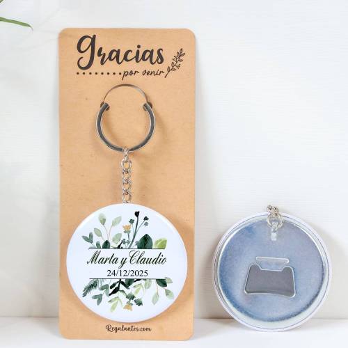 Llavero con abridor personalizado "Nature" Detalles de Boda - Llaveros Abrebotellas Personalizados Boda
